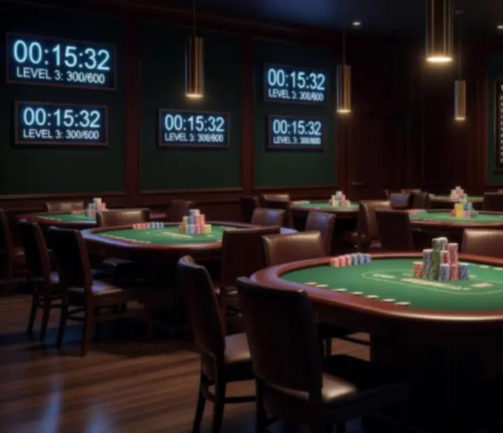 Tournament room with live offline poker schedule